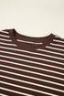 Striped Ribbed Knit Crew Neck Long Sleeve Crop Top