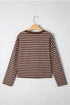 Striped Ribbed Knit Crew Neck Long Sleeve Crop Top