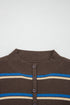 Striped Ribbed Knit Cuff Henley Button Sweater