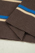 Striped Ribbed Knit Cuff Henley Button Sweater