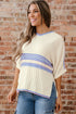 Striped Ribbed Knit Elbow Sleeve Boxy Top