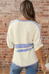 Striped Ribbed Knit Elbow Sleeve Boxy Top