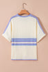 Striped Ribbed Knit Elbow Sleeve Boxy Top