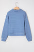 Striped Ribbed Knit Quarter Zip Long Sleeve Pullover