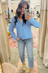 Striped Ribbed Knit Quarter Zip Long Sleeve Pullover