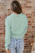 Striped Ribbed Knit Quarter Zip Long Sleeve Pullover