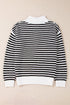 Striped Ribbed Knit Quarter Zip Pullover Sweater