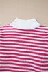 Striped Ribbed Knit Quarter Zip Pullover Sweater