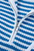 Striped Ribbed Knit Quarter Zip Pullover Sweater