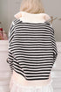 Striped Ribbed Knit Quarter Zip Pullover Sweater