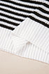 Striped Ribbed Knit Quarter Zip Pullover Sweater