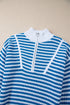 Striped Ribbed Knit Quarter Zip Pullover Sweater