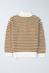 Striped Ribbed Knit Quarter Zip Pullover Sweater