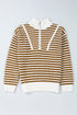 Striped Ribbed Knit Quarter Zip Pullover Sweater