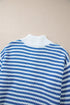 Striped Ribbed Knit Quarter Zip Pullover Sweater