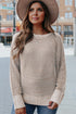 Striped Ribbed Knit Raglan Sleeve Relaxed Sweater
