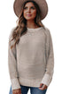 Striped Ribbed Knit Raglan Sleeve Relaxed Sweater