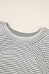 Striped Ribbed Knit Raglan Sleeve Relaxed Sweater