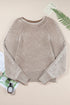 Striped Ribbed Knit Raglan Sleeve Relaxed Sweater