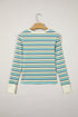 Striped Ribbed Knit Round Neck Long Sleeve Top