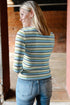 Striped Ribbed Knit Round Neck Long Sleeve Top