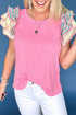 Striped Ribbed Knit Ruffle Flutter Sleeve Casual Blouse
