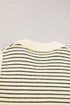 Striped Ribbed Knit V Neck Collared Sweater