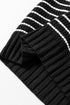 Striped Ribbed Knit V Neck Collared Sweater