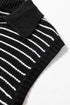 Striped Ribbed Knit V Neck Collared Sweater