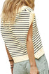 Striped Ribbed Knit V Neck Collared Sweater