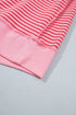 Striped Ribbed Patchwork Mock Neck Baggy Pullover Short Set