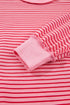 Striped Ribbed Patchwork Mock Neck Baggy Pullover Short Set