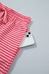 Striped Ribbed Patchwork Mock Neck Baggy Pullover Short Set