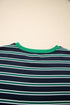 Striped Ribbed Patchwork Pocket Crew Neck Long Sleeve Top