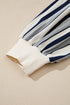 Striped Ribbed Stand Neck Long Sleeve Shift Sweatshirt