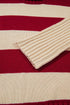 Striped Ribbed Trim High Neck Relaxed Pullover Sweater
