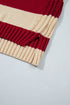 Striped Ribbed Trim High Neck Relaxed Pullover Sweater