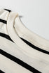Striped Ribbed Trim Long Sleeve Midi Two Piece Dress