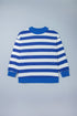 Striped Ribbed Trim Stand Neck Dropped Shoulder Sweatshirt