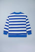 Striped Ribbed Trim Stand Neck Dropped Shoulder Sweatshirt