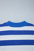Striped Ribbed Trim Stand Neck Dropped Shoulder Sweatshirt