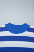 Striped Ribbed Trim Stand Neck Dropped Shoulder Sweatshirt