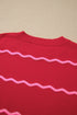 Striped Round Neck Long Sleeve Shift Pullover Sweater