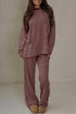 Striped Round Neck Oversized Long Sleeve Top Pant Set