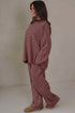 Striped Round Neck Oversized Long Sleeve Top Pant Set