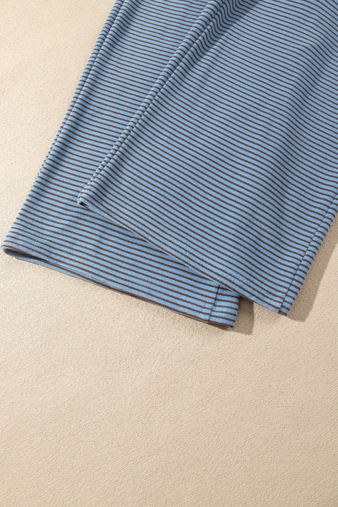 Striped Round Neck Oversized Top Pant Set