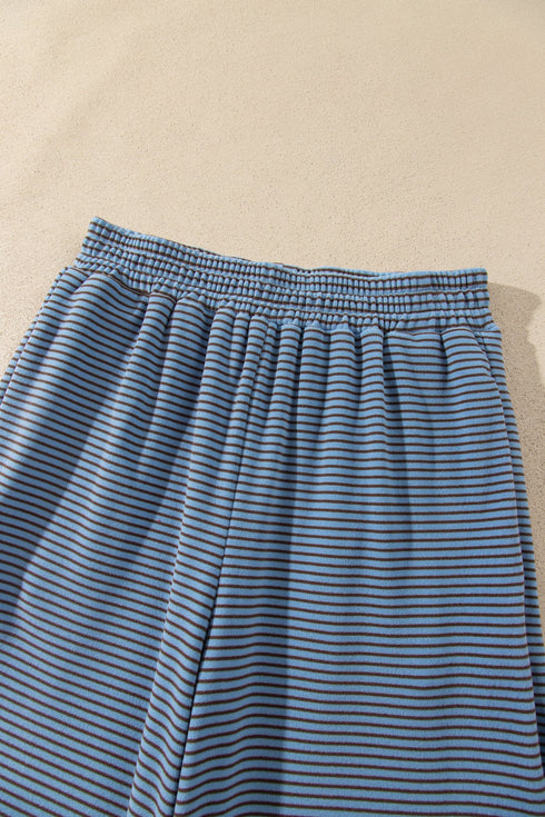 Striped Round Neck Oversized Top Pant Set