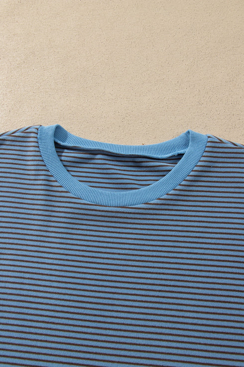 Striped Round Neck Oversized Top Pant Set