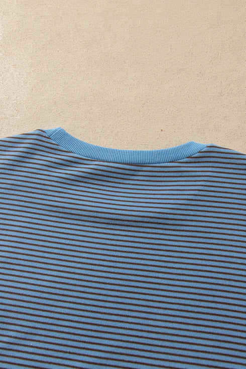 Striped Round Neck Oversized Top Pant Set