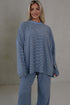 Striped Round Neck Oversized Top Pant Set